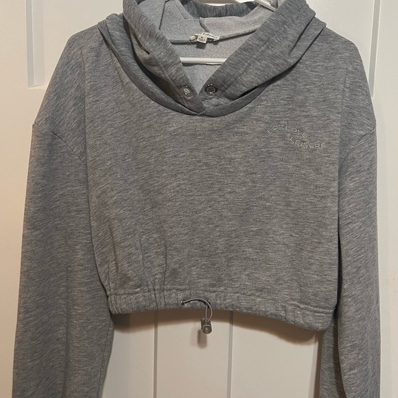 For Love And Lemons Light Gray Cropped Hoodie - Picture 4 of 7
